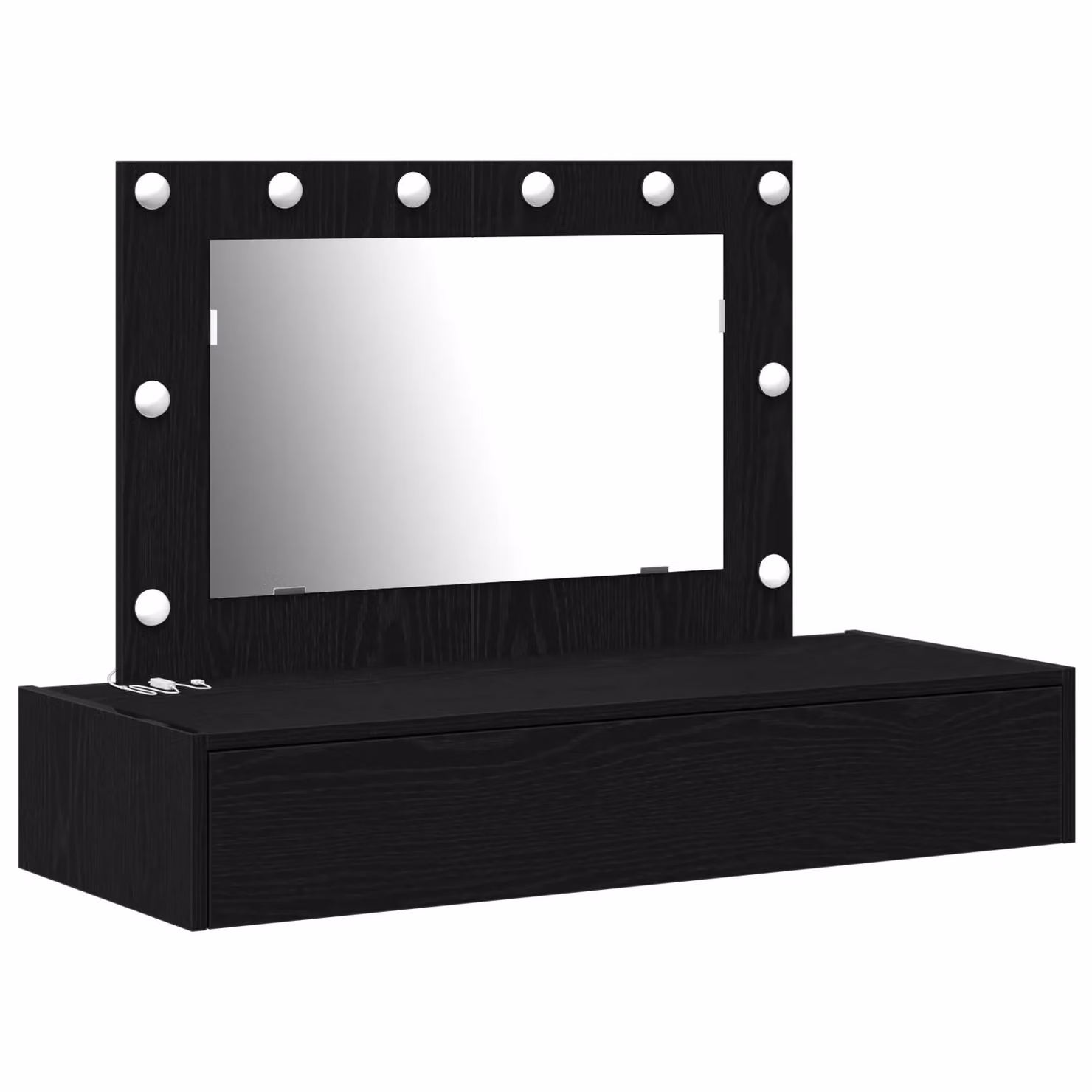 Berkfield Home Wall-Mounted Dressing Table with LED Lights in Black Oak, W/D/H: 100 x 70 x 40 cm – 2