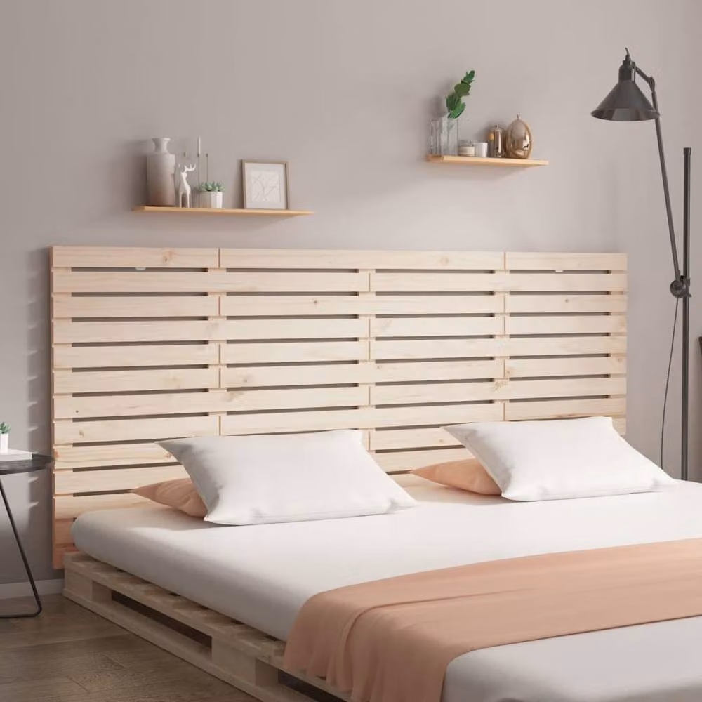 Berkfield Home Rustic Solid Wood Pine Wall Headboard in Beige, W: 206 cm, D: 3 cm, H: 91.5 cm – 2