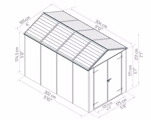 Palram Canopia Rubicon Gable Shed in Grey with Polycarbonate Panels – 2