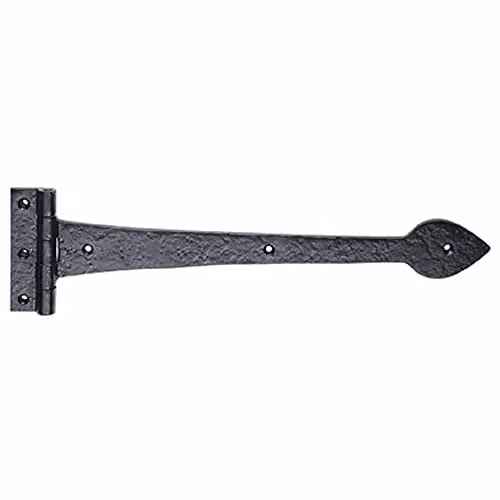 Loops Pair of Ornate T Hinges in Black Antique, 27.5 x 10.2 cm