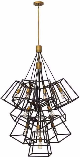 Loops 13 Bulb Bronze Metal Hanging Pendant Chandelier with Multicolour LED E27 60W Bulbs