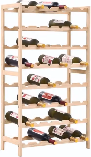 Berkfield Home Cedar Wood Wine Rack in Beige, W/D/H: 57.5 x 28 x 102 cm