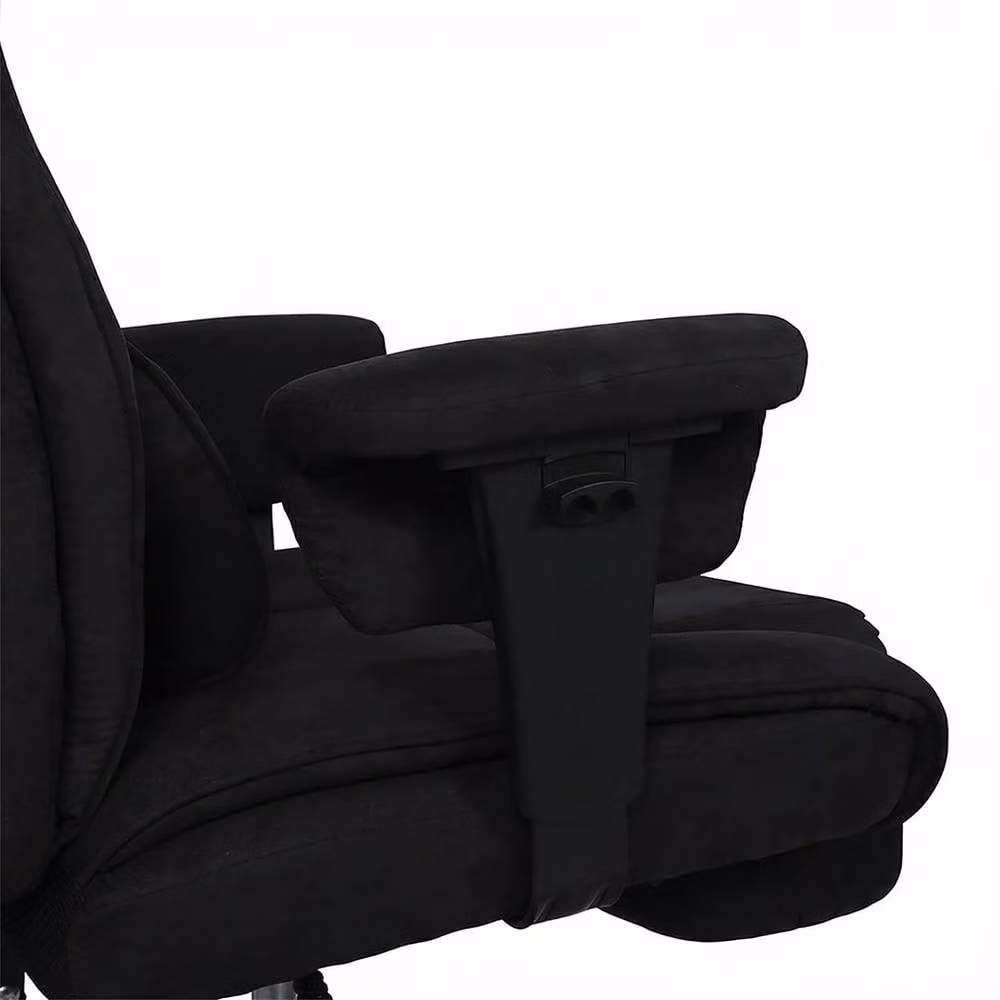 Levede Ergonomic Black Fabric Office and Gaming Chair with Adjustable Headrest, Armrests and Footrest – 4