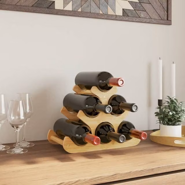 Berkfield Home Bamboo Wine Rack for 6 Bottles, Brown, W/D/H: 35 x 18 x 25.5 cm – 1