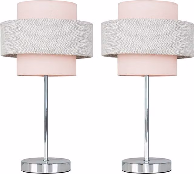ValueLights Weaver Touch Table Lamps - Set of 2 - Pink