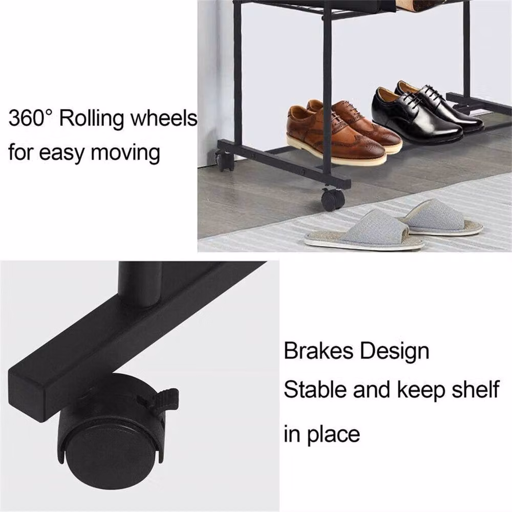 VOGREX Double Clothing Rail in Black Rustic Metal Style – 3