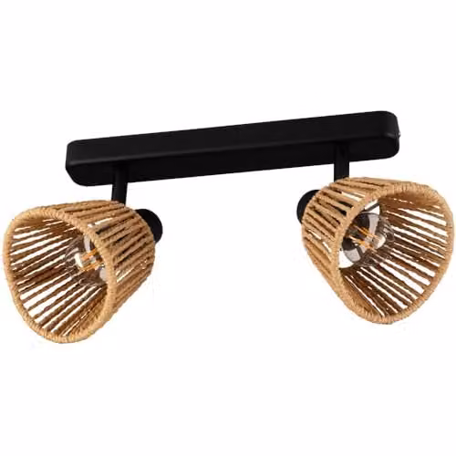 Loops Modern Rattan Ceiling Light in Black, Brown or Gold/Brass, Height: 14.0 cm, E14 LED Compatible – 1