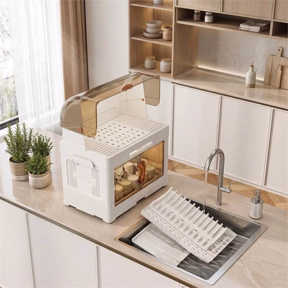 PAWNORA 2 Tier White Plastic Dish and Plate Rack Holder – 4