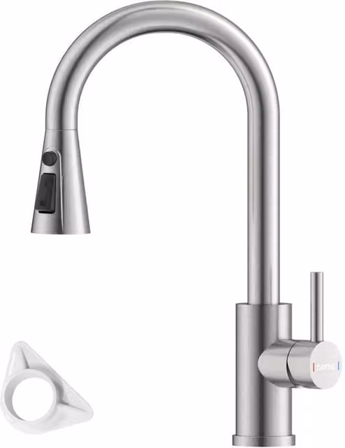 Dayone Sleek Kitchen Mixer Tap with Pull Out Spray in Brushed Steel Silver – 1