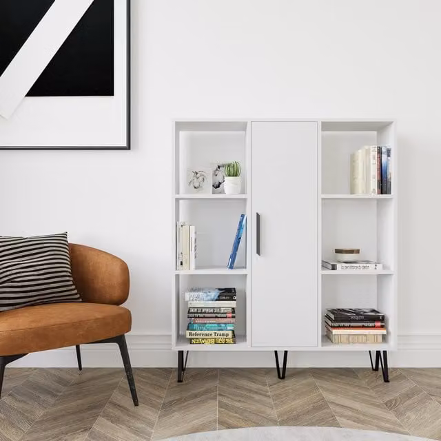 Decorotika Peoria Modern White MDF Bookcase