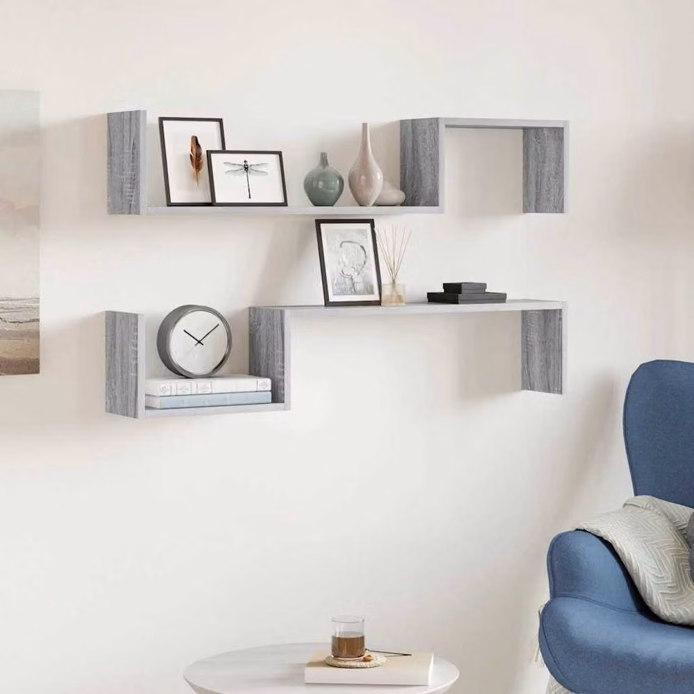 Berkfield Home Wall Mounted Shelves, 2 Pack, Grey Sonoma, W/D/H: 100 x 15 x 20 cm – 2