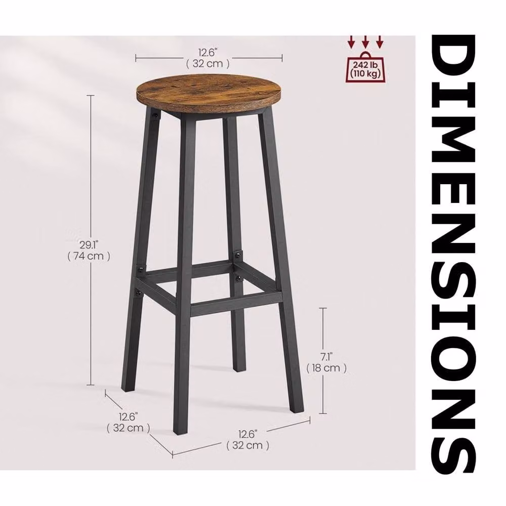 Pirlo Plush Set of 2 Brown Kitchen Counter Height Breakfast Bar Stools – 6