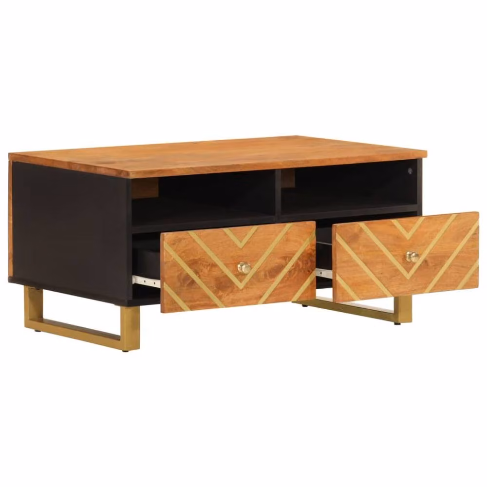 Berkfield Home Industrial Mango Wood Coffee Table in Brown and Black, W/D/H: 80 x 54 x 40 cm – 3
