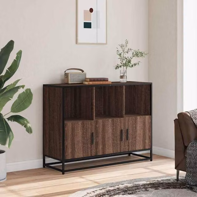 Berkfield Home Brown Oak Sideboard, W/D/H: 100 x 35 x 76 cm