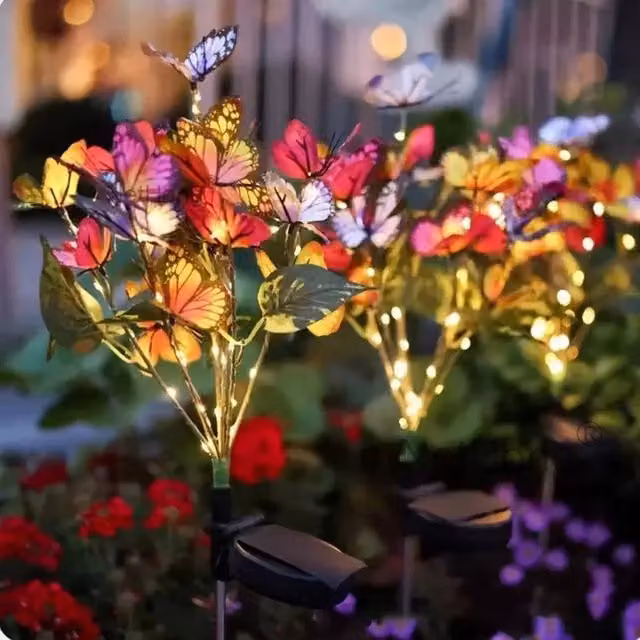 KORVIXA 2 Piece Multicolour LED Solar Butterfly Garden Lights, Height: 100 cm – 1