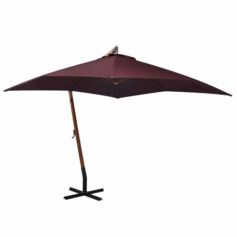 Berkfield Home Cantilever Hanging Parasol with Pole in Bordeaux Red, W/D/H: 300 x 300 x 280 cm