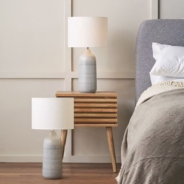 Pacific Lifestyle Set of 2 Venus Ombre Ceramic Table Lamps in Grey
