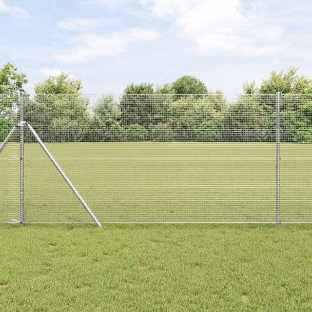 Berkfield Home Single-Bar Welded Wire Fence, Galvanised Steel, Silver, H: 120 cm x W: 10 m