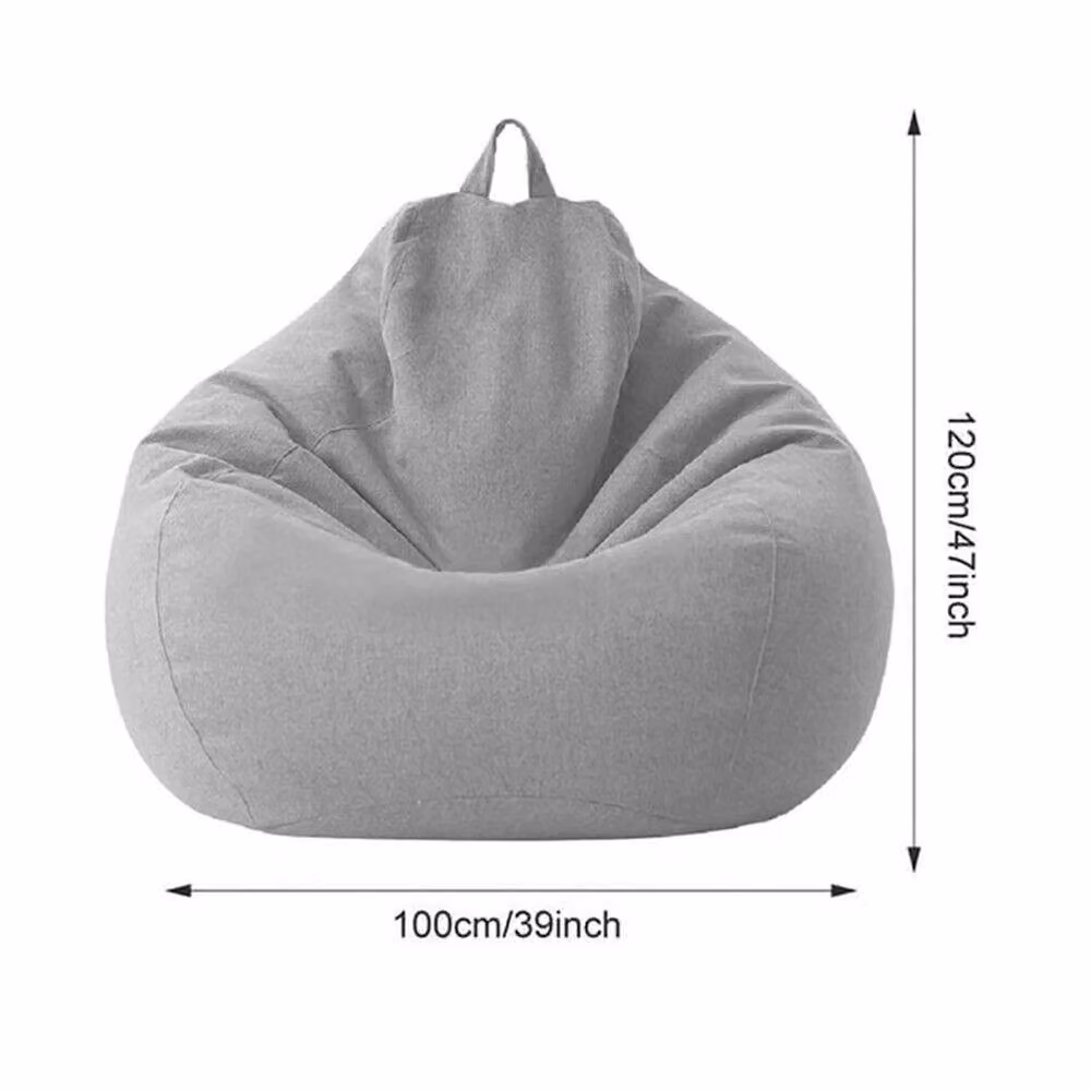 VOGREX Extra Large Bean Bag Sofa Cover in Grey with Zipper – 2