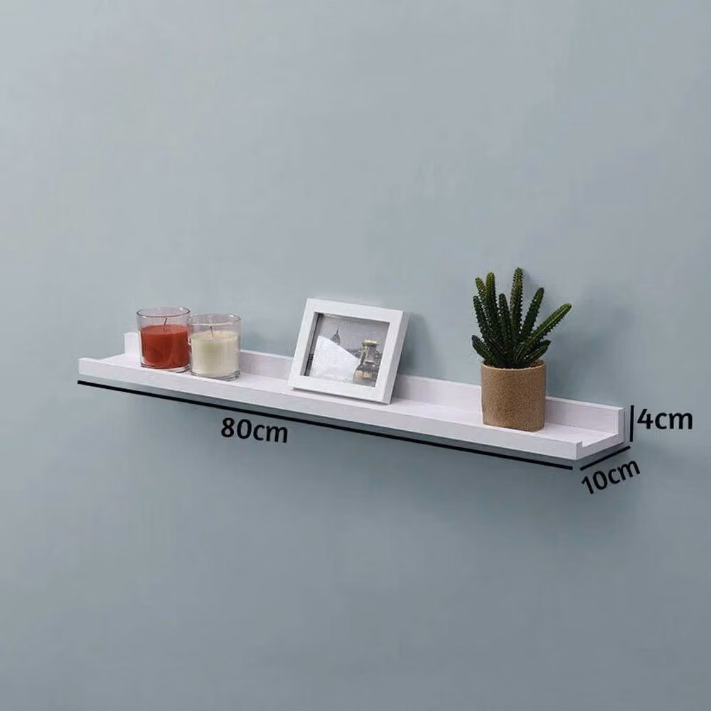 PAWNORA Set of 2 White Wall Mounted MDF Shelves, Width: 80 cm – 2