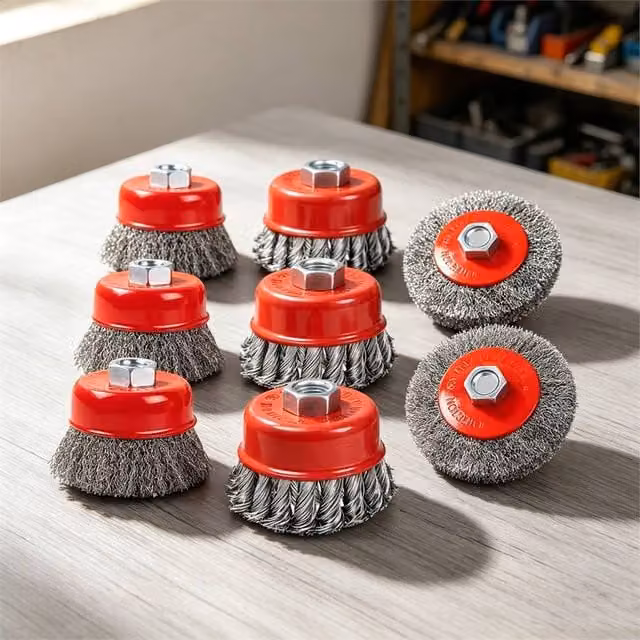 EONLION 8-Piece M14 Twist Knot Wire Brush Set in Red for Metal and Paint Removal