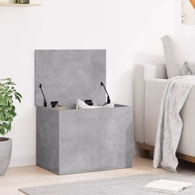 Berkfield Home Storage Box in Concrete Grey, MDF, W: 60 cm, D: 42 cm, H: 46 cm