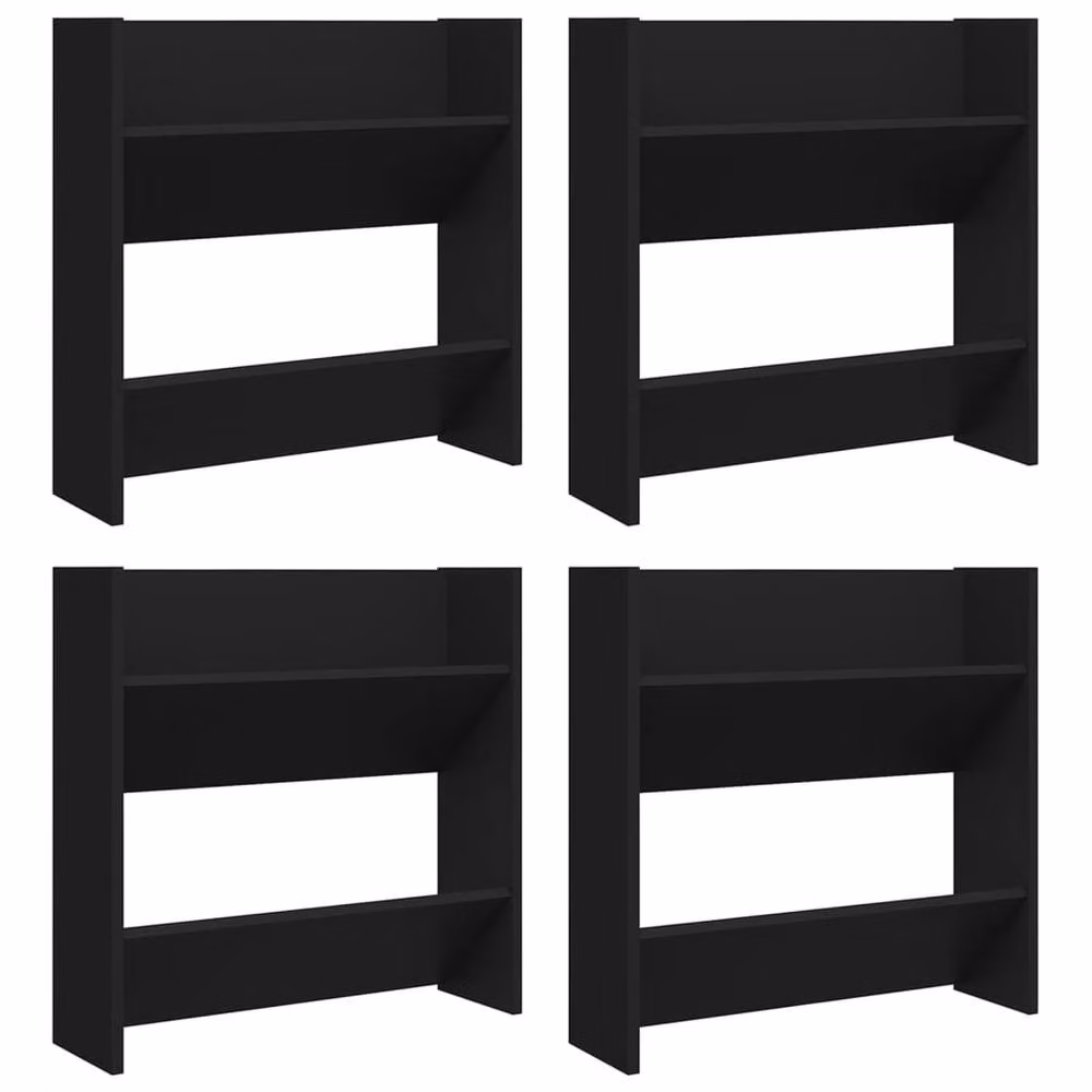 Berkfield Home Set of 4 Wall Mounted Shoe Cabinets in Black, W/D/H: 60 x 18 x 60 cm – 3