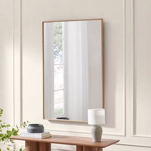 FurnitureboxUK Inga Oak Wood Rectangular Wall Mirror in Light Brown, W: 120 cm, H: 80 cm – 1