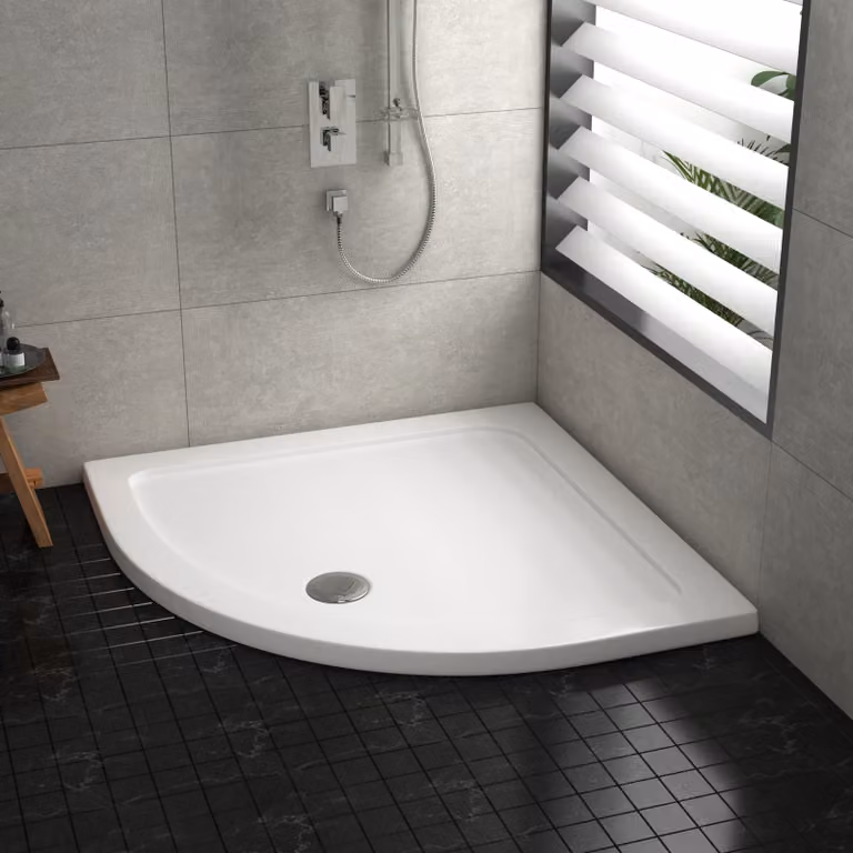 Hudson Reed Quadrant Pearlstone Shower Tray, White, W/D/H: 100 x 100 x 4 cm