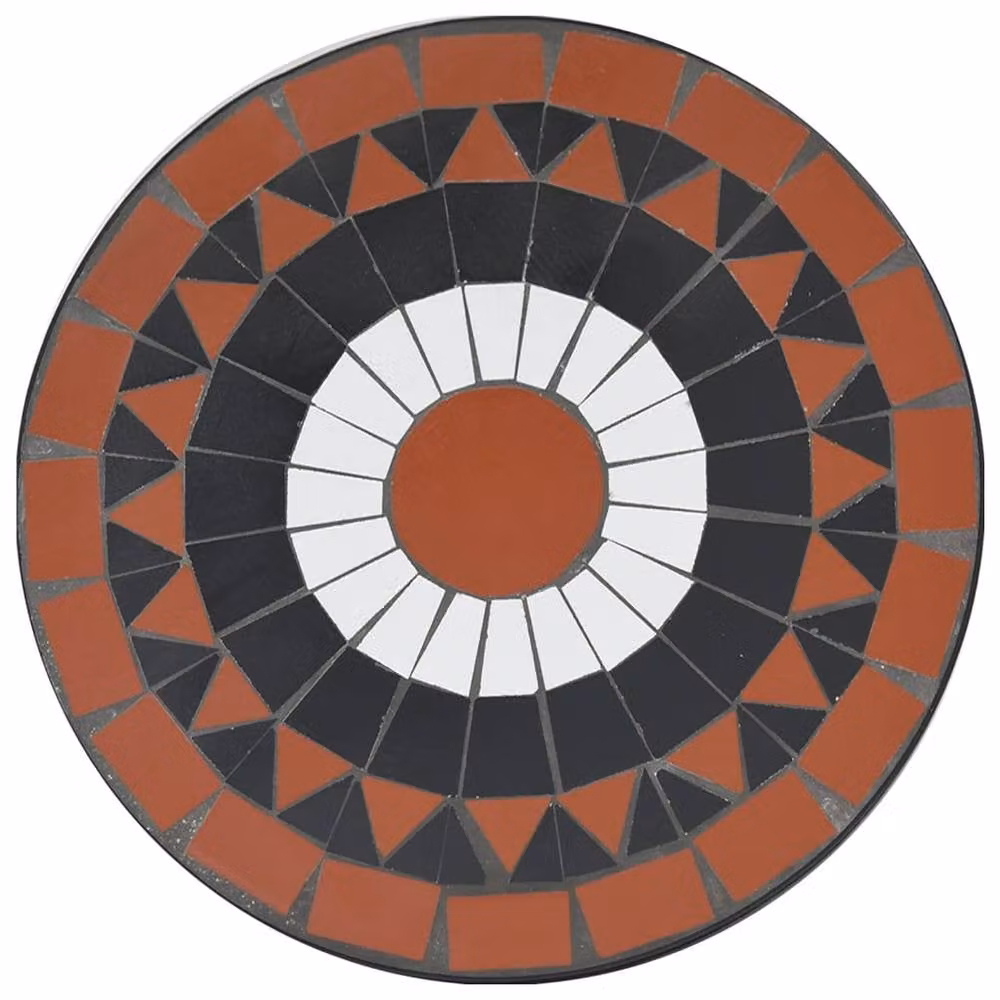 Berkfield Home Mosaic Bistro Table in Orange and White Ceramic with Powder Coated Steel W/D/H: 70 x 50 x 50 cm – 3