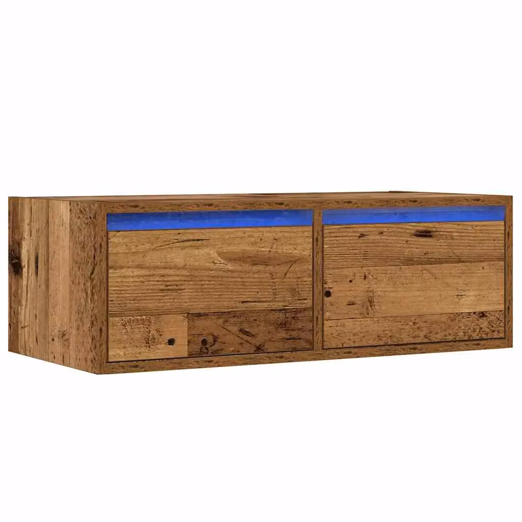 Berkfield Home TV Cabinet with LED Lights in Old Wood Brown, W: 75 cm, D: 25 cm, H: 35.5 cm – 3