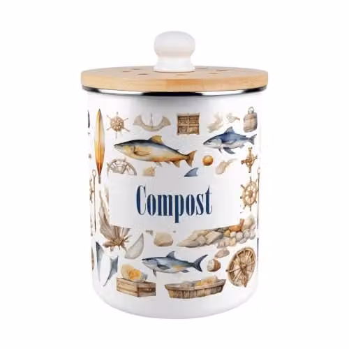 Purely Home Decorative Kitchen Compost Caddy with Removable Inner Bucket and Odour Filter, Multicolour