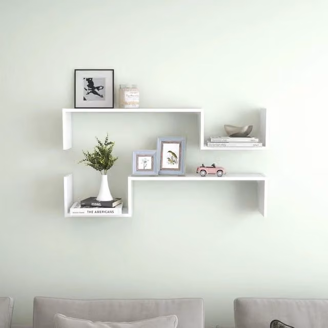 Berkfield Home Wall Mounted Shelf Set of 2, White, W: 100 cm, D: 20 cm, H: 15 cm