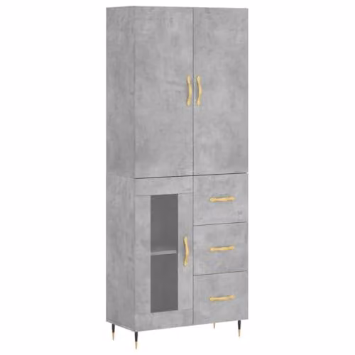 vidaXL Modern Highboard Sideboard in Concrete Grey Engineered Wood with Doors and Drawers