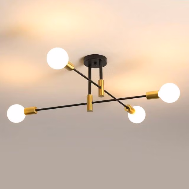 Pheashine Black and Gold Asymmetrical Industrial Ceiling Light with E27 Socket – 1