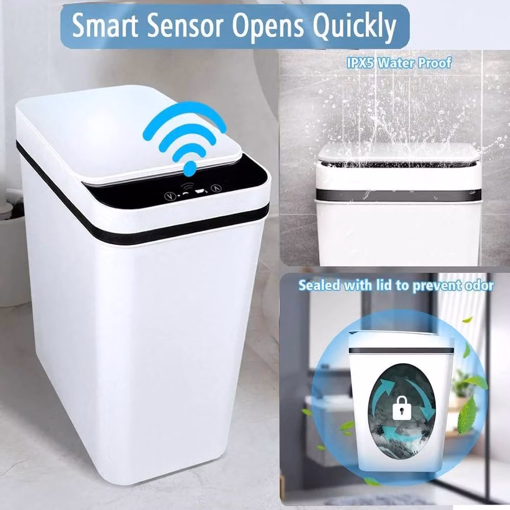 NESTLUNE 18l Smart Automatic Sensor Bathroom Trash Can, White – 3