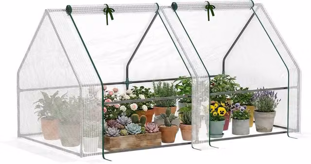 Outsunny Mini Greenhouse with Steel Frame and PE Cover in White, W/D/H: 162 x 90 x 90 cm – 1