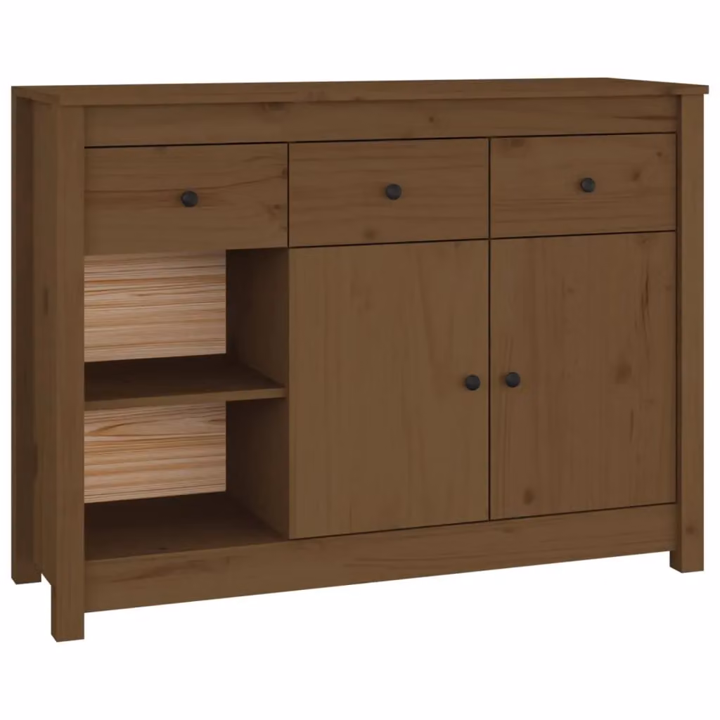 Berkfield Home Rustic Honey Brown Solid Wood Pine Sideboard W/D/H: 100 x 35 x 74 cm – 2