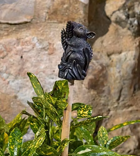 Jardinopia Harvest Mouse on Corn Cane Stake Topper, Bronze, H: 9 cm x W: 4.5 cm x D: 4 cm – 3