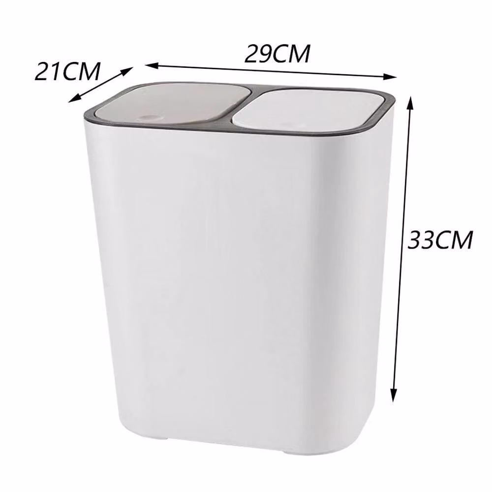 EONLION Circular Double Recycling Waste Bin with Swing Lid, White, Width: 100 cm – 2