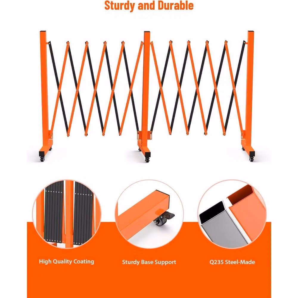 VOGREX Orange Expandable Aluminium Barricade Site Fence, 7m – 2