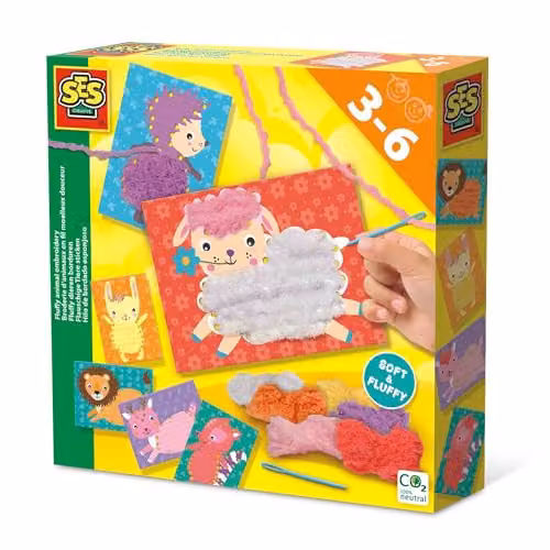 SES Creative Fluffy Animal Embroidery Kit in Multicolour