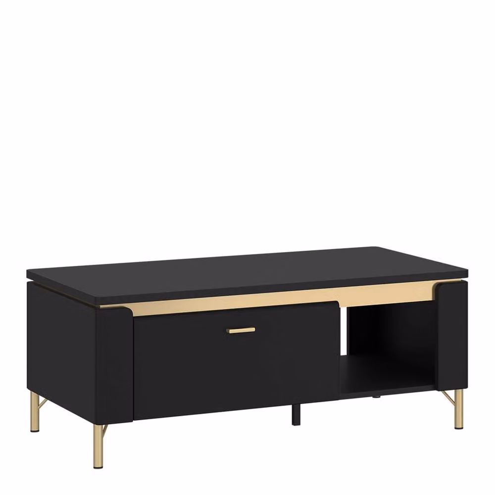 Wyld Haus Marslet Narrow Coffee Table in Black and Gold with 1 Drawer – 2