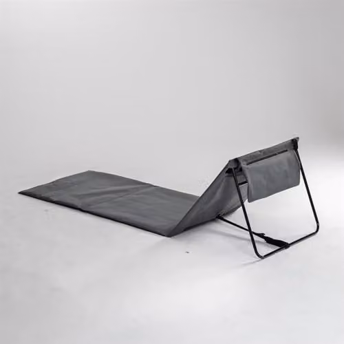 Harbour Housewares Folding Beach Sun Lounger in Grey with Adjustable Headrest and Canvas Fabric – 5