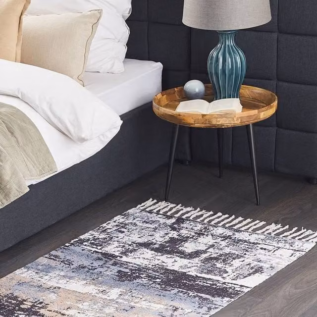 Wyld and Coco Multicolour Abstract Handwoven Rectangular Area Rug with Fringes, W/D/H: 80 x 150 cm