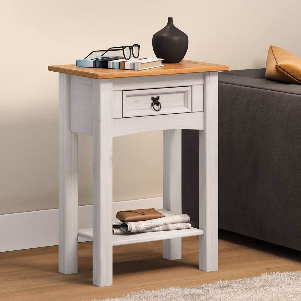 Mercers Furniture Kelvenix White Waxed Pine Console Table with 1 Drawer – 2