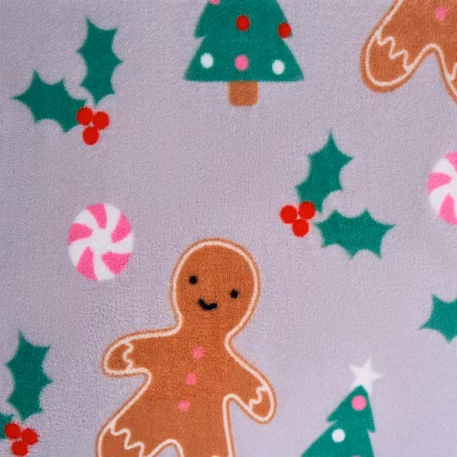 OHS Christmas Gingerbread Fleece Duvet Cover Set in Grey