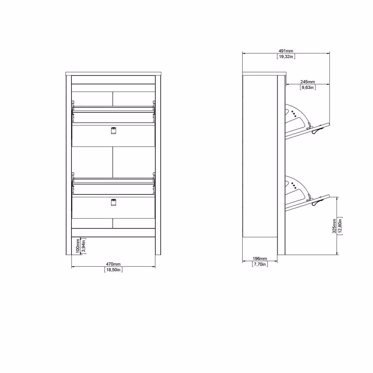 Furniture To Go Madrid Modern Black Matt Shoe Cabinet with 2 Tilting Compartments – 4