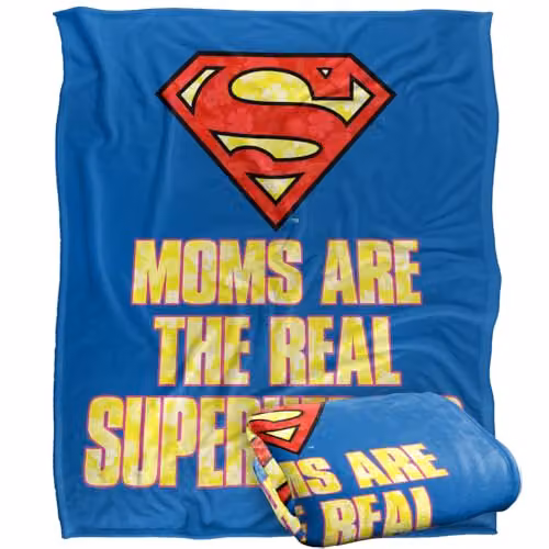 Warner Bros. Superman Mothers Day Moms Are The Real Superheroes Super Soft Fleece Throw Blanket, Multicolour, W: 152 cm, D: 127 cm