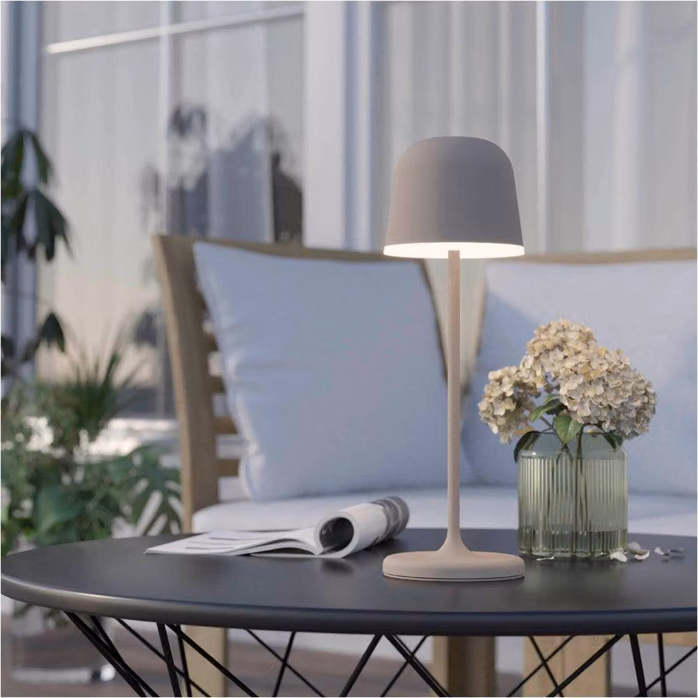 Loops Modern Beige Fabric Table Lamp with LED Bulb – 2